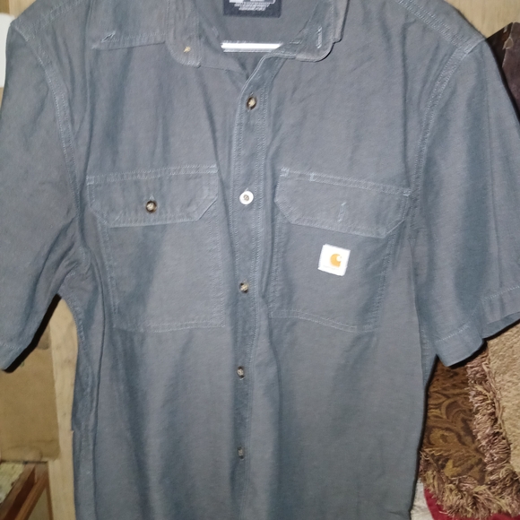 Carhartt Men's Charcoal Button Down Shirt - Picture 1 of 4